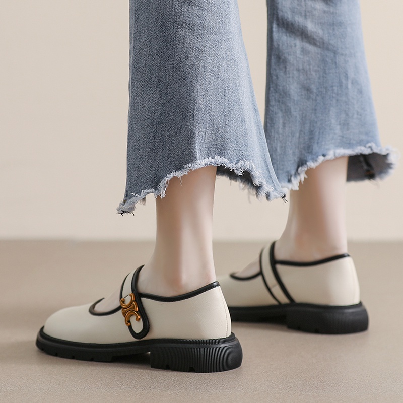 Giày Búp Bê Da Mũi Tròn Đế Dày Mềm Mại Phong Cách Anh Quốc Cổ Điển Size 34-42 Cho Nữ