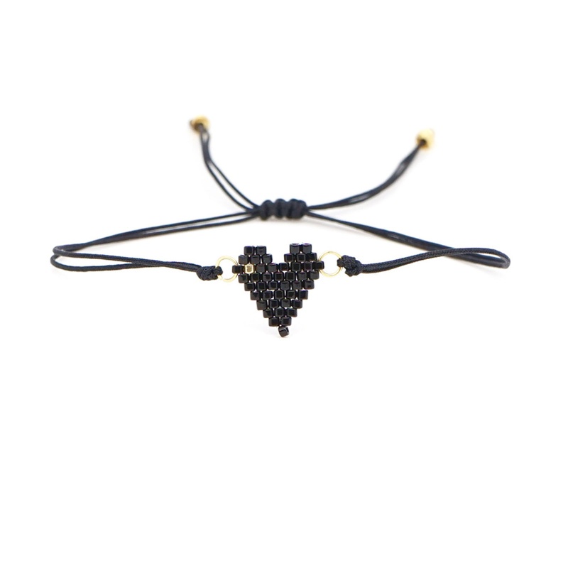 Vòng Tay Dây Bện Phối Hạt Hình Trái Tim Handmade Có Thể Điều Chỉnh Cho Cặp Đôi
