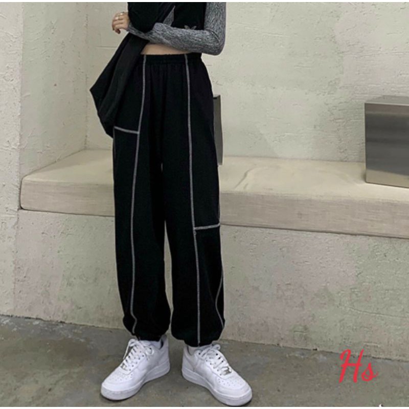 Quần Jogger chỉ gân nổi - Quần dài bo chun Unisex HS