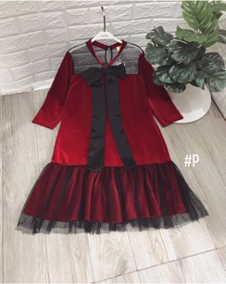 Váy nhung phối lưới (3 màu ảnh thật)