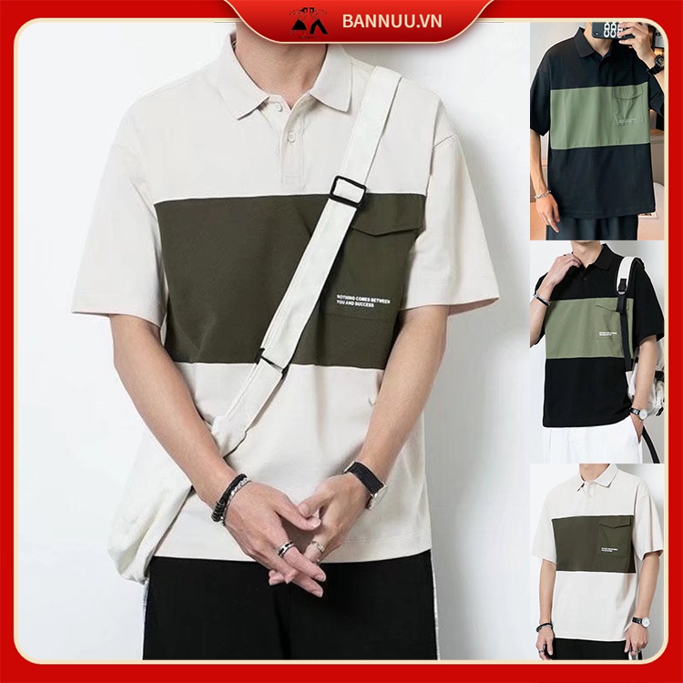 áo polo nam bông áo thun nam from rộng áo phông nam có cổ thời trang áo phông nam phong cách Hàn Quốc áo thun nam có cổ