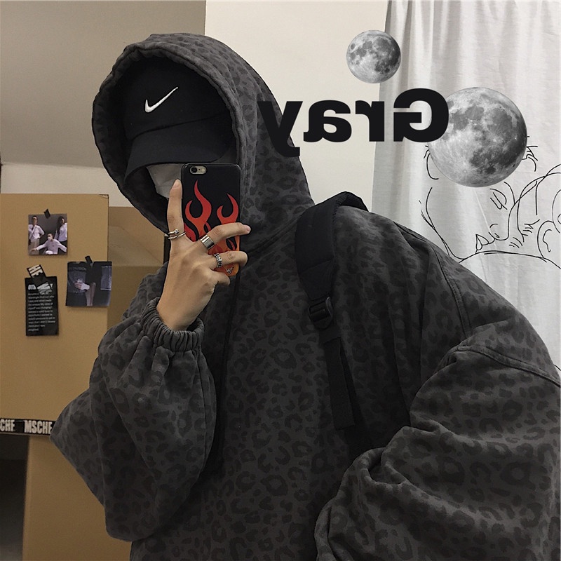 Áo Hoodie Dài Tay In Họa Tiết Da Báo Phong Cách Hip Hop Harajuku Dành Cho Nam Và Nữ Tf1