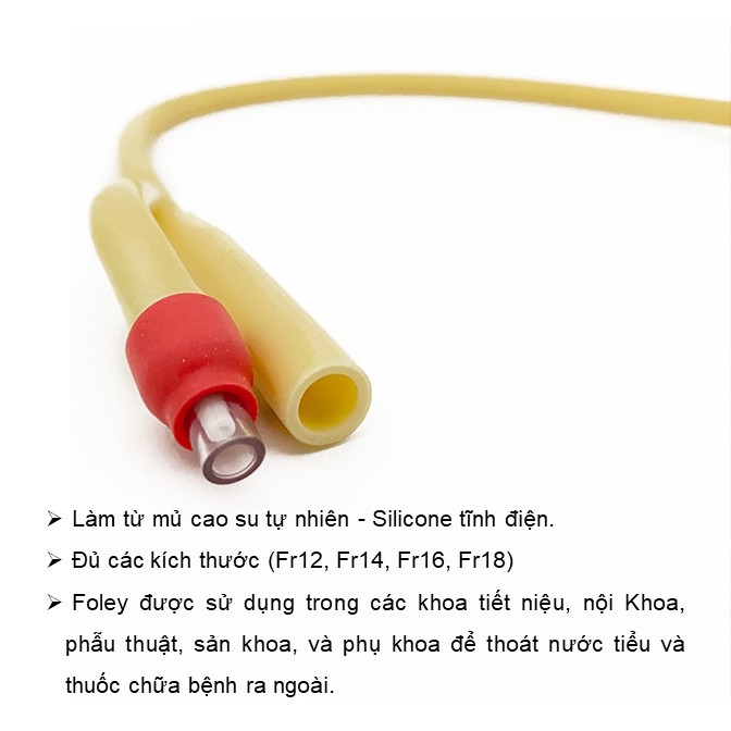 DÂY ỐNG FOLEY THÔNG TIỂU XÔNG TIỂU DẪN LƯU NƯỚC TIỂU 2 NHÁNH CÁC SIZE 8FR 10fr 12fr 14fr 16fr 18fr 20fr 22fr 24fr