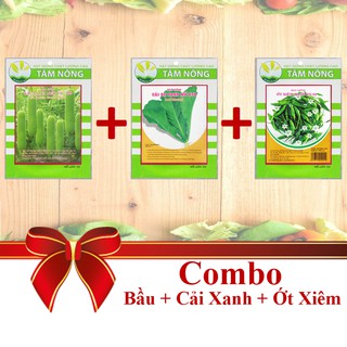 [Combo 3 Gói Hạt Giống] Bầu + Cải Xanh + Ớt Xiêm