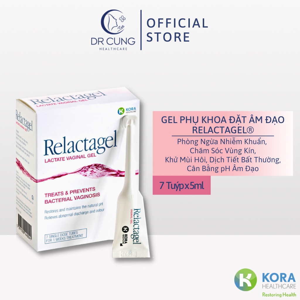 Gel Đặt Âm Đạo Relactagel - Gel Phụ Khoa, Phòng Ngừa Nhiễm Khuẩn, Chăm Sóc Vùng Kín, Khử Mùi Hôi (Tuýp 5ml) [Chính Hãng]