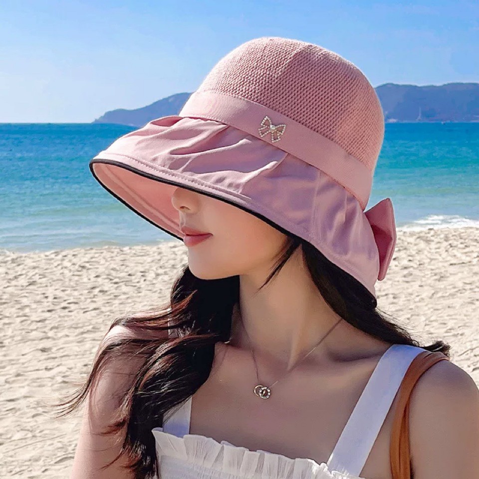 Mũ Rộng Vành Tiểu Thư - Nón Cói Đi Biển Đính Nơ Sang Chảnh (M21)