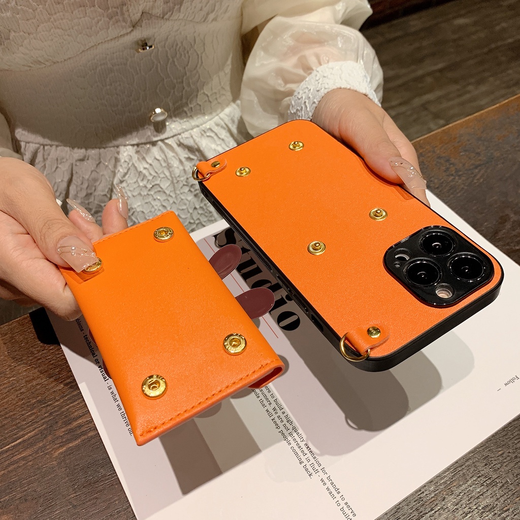 Ốp Điện Thoại Dạng Ví Đựng Thẻ Có Dây Đeo Chéo Cho iphone 14 pro max 11 12 pro max 13 pro max x xr xs max 15 pro max