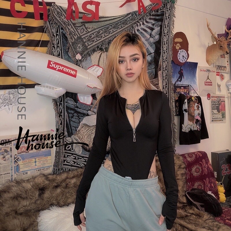 (SẴN) Bodysuit dài tay khoét eo cao chất dày dặn | BigBuy360 - bigbuy360.vn