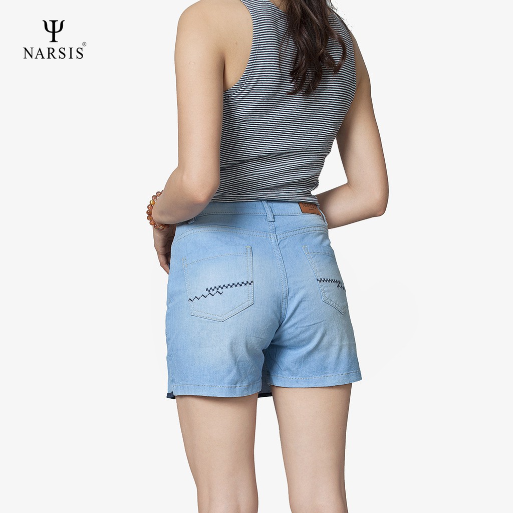 [Mã BMBAU50 giảm 7% đơn 99K] Quần shorts bò nữ váy xếp ly xanh blue Narsis T7019