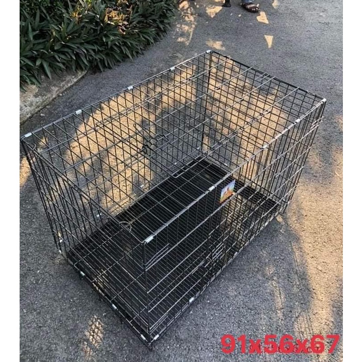 Chuồng Chó Lớn VÂN ĐÁ sơn Tĩnh Điện Dạng Gấp Gọn &lt;B11 - 64x44.5x67&gt;