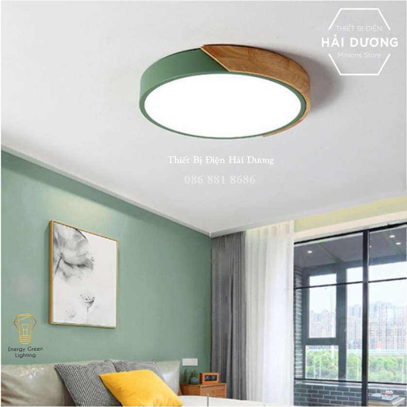 Đèn LED Ốp Trần Viền Gỗ OT-80112 - 4 Màu - 40cm Phong Cách Hiện Đại - 3 Chế Độ Ánh Sáng - Energy Green Lighting