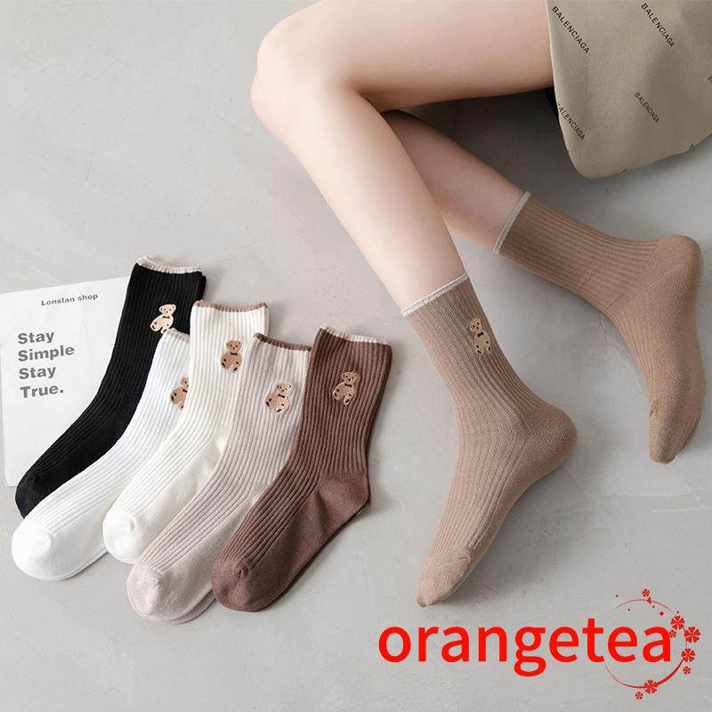 Vớ mắt cá chân vải cotton mềm hình gấu hoạt hình dễ thương 6 màu khác nhau cho nữ