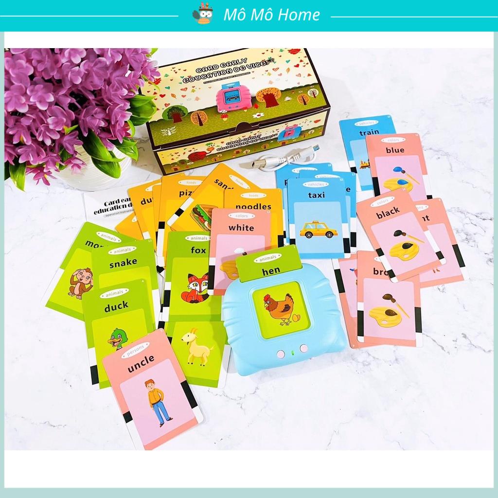 Máy đọc thẻ tiếng anh Flashcard  224 từ vựng cho bé, hàng chính hãng loại 1, không sóng điện tử - Mô Mô Home