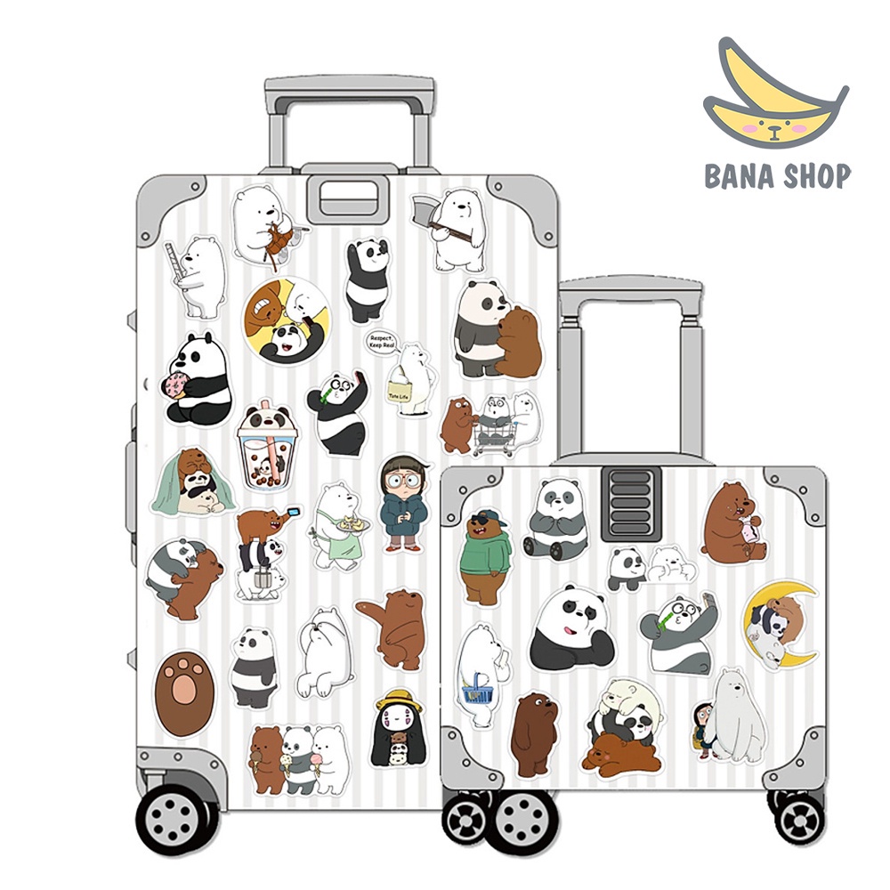 Set 105 sticker anh em gấu bare bear Chúng tôi đơn giản là Gấu