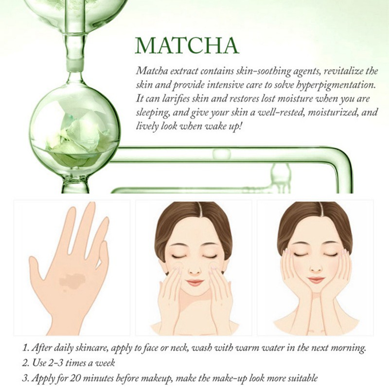 [Hàng mới về] Mặt nạ Matcha tự nhiên dưỡng ẩm chống nếp nhăn kiềm dầu khi ngủ