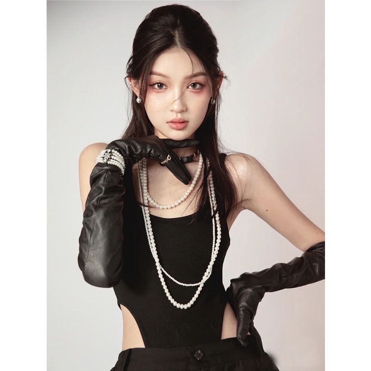 Vòng Cổ Naomi Da Phối Xích Đính Hoa Trà  - Vani Store - TS000650