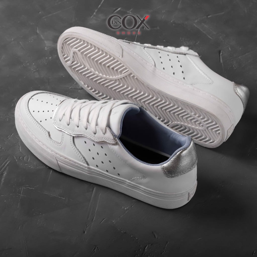 Giày Nữ Da Bò DINCOX E03 WHITE/SILVER