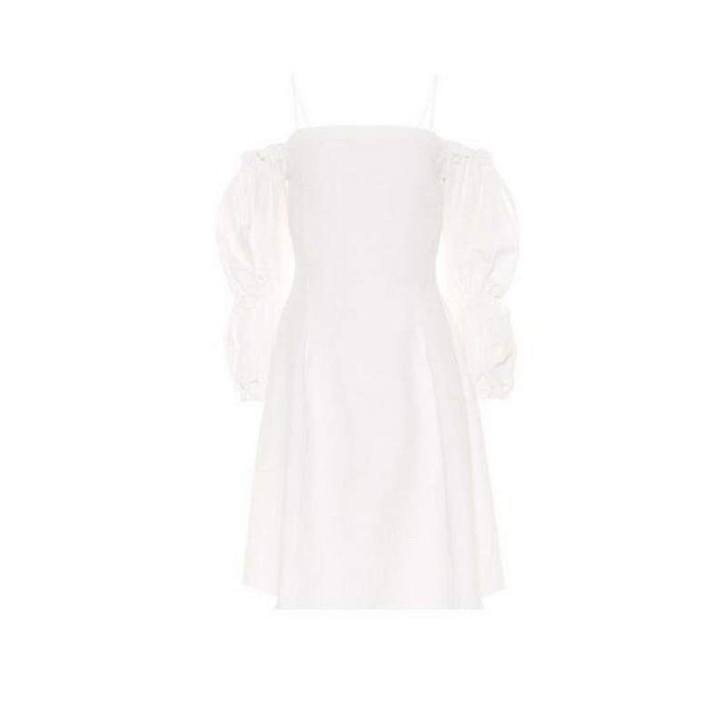 Đầm trắng trễ vai dạo phố so cute [KÈM ẢNH THẬT