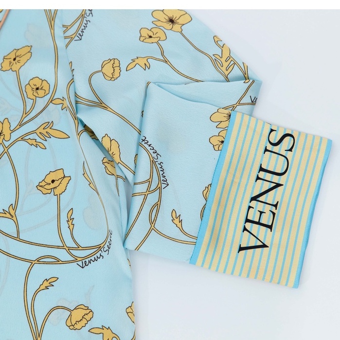 Đồ Ngủ Nữ Venus Secret Bộ Lụa Pijama Phối Chữ Venus Hoa Vàng