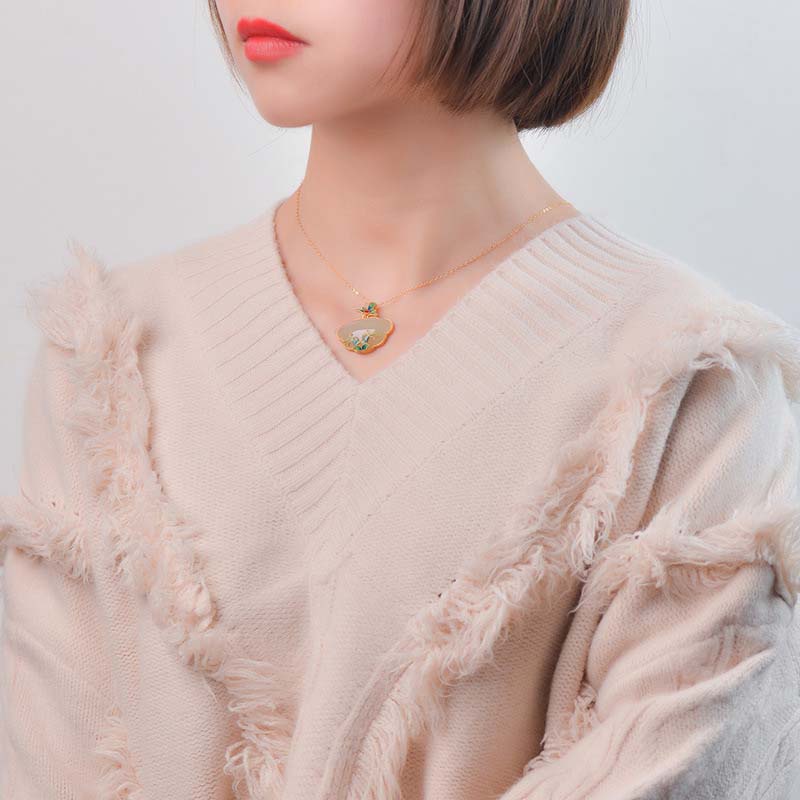 Vòng Cổ Choker Mặt Hoa Mộc Lan Trắng Đính Đá Pha Lê Phong Cách Trung Hoa Cổ