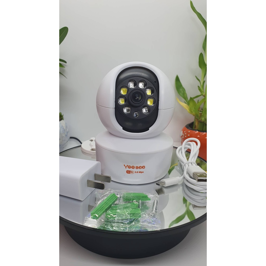 Camera Wifi Yoosee 3.0MPX không râu A8L3.0,xoay 360 độ,đàm thoại 2 chiều to rõ,hỗ trợ xem đêm có màu,bảo hành 12 tháng