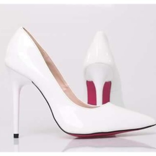 Giày cao gót Calla da bóng màu trắng 9-10pw