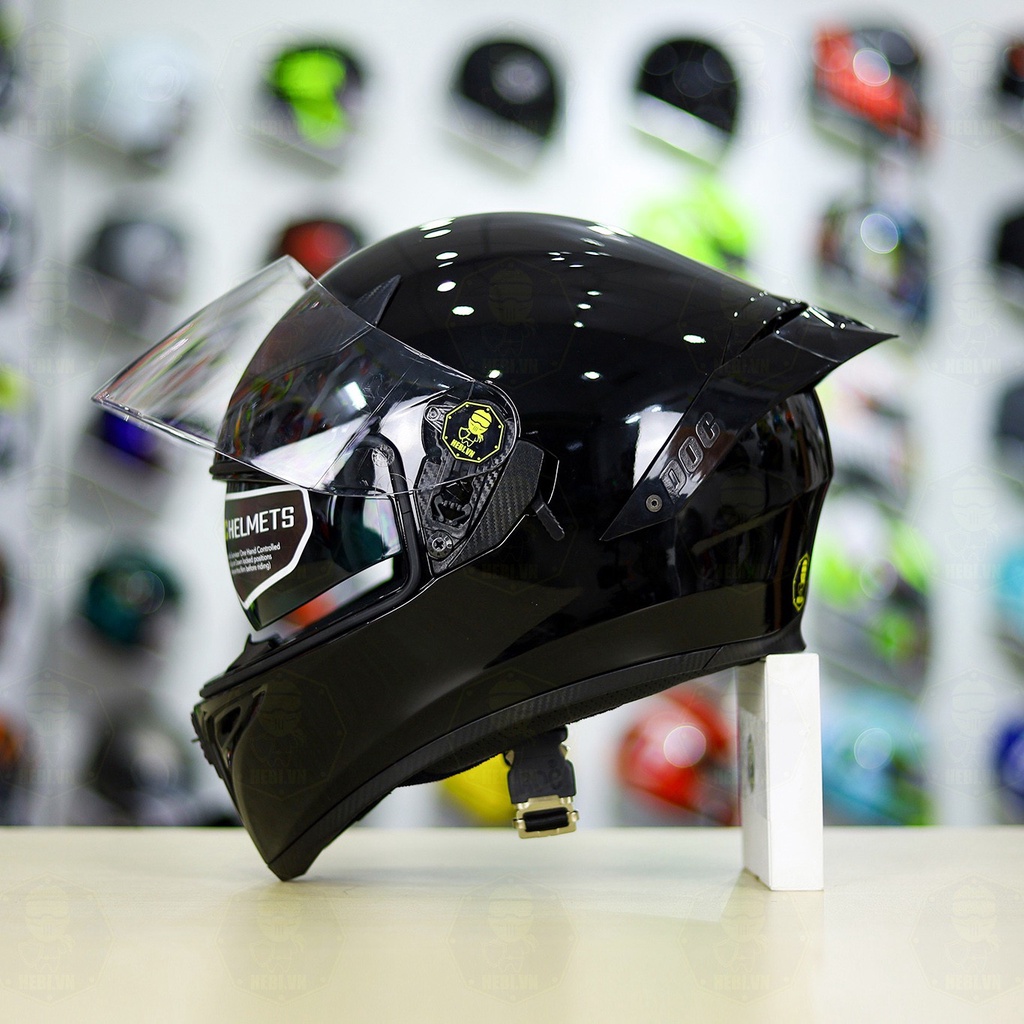 Combo Nón Fullface 2 Kính ROC 05 Kèm Kính Đen Bên Trong Và Đuôi Gió Pista