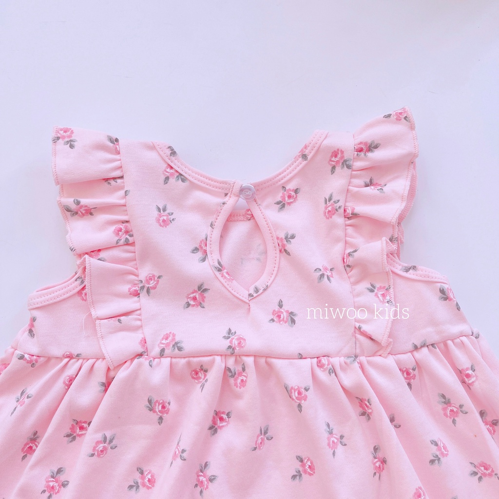 Váy Cotton Bozip Bé Gái Miwoo Kids Vải Mềm Co Giãn Tốt Phối Bèo Cánh Tiên Form Rộng 10-24kg