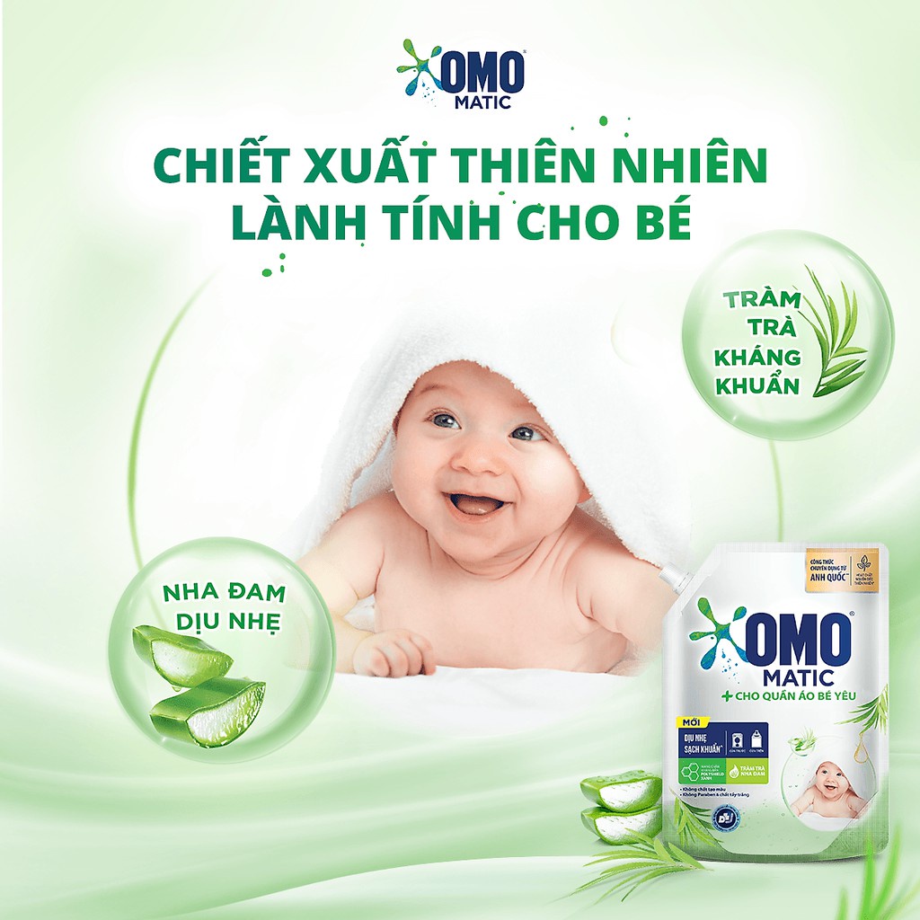 nước giặt omo em bé 2.9kg cho quần áo bé yêu [omo matic]