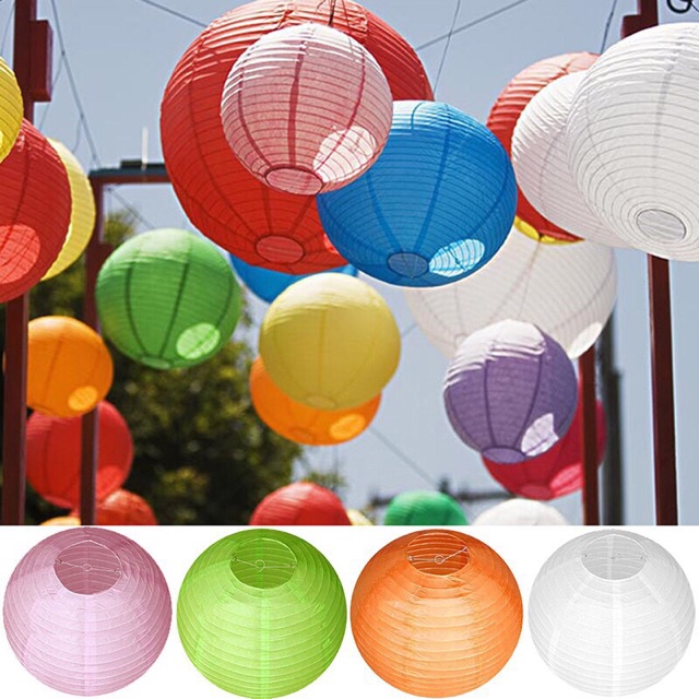 Lồng đèn giấy trang trí Tết - nhiều size nhiều màu