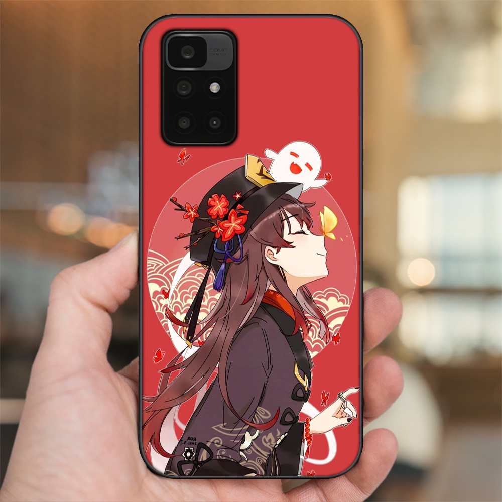 Ốp lưng Xiaomi Redmi 10 viền đen in hình Hutao Genshin Impact