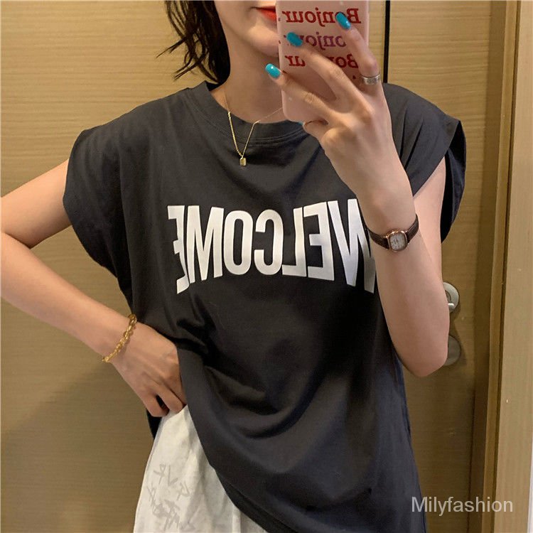 Milyfashion Ladies Short Sleeve Letter Printed Summer T shirt