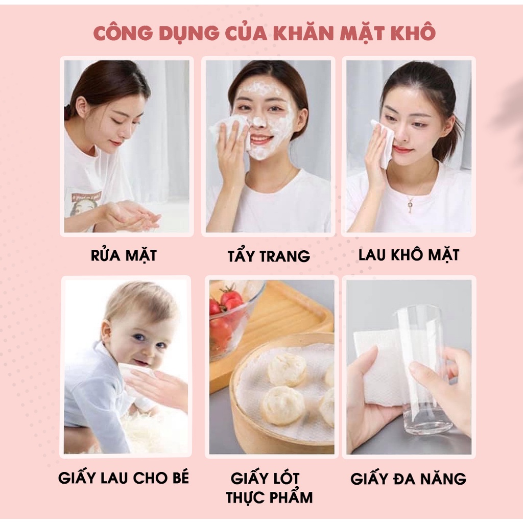Khăn lau mặt dùng 1 lần ANIMERRY, khăn mặt khô đa năng 40 tờ/cuộn - EUMART86