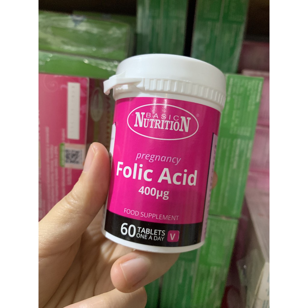 [Giá Gốc]  Basic Nutrition Folic Acid - Hộp 60 viên
