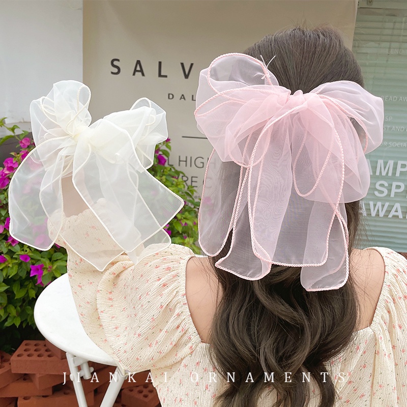 Kẹp Tóc Hình Nơ Cỡ Lớn Màu Đen Thời Trang Xinh Xắn Cho Nữ