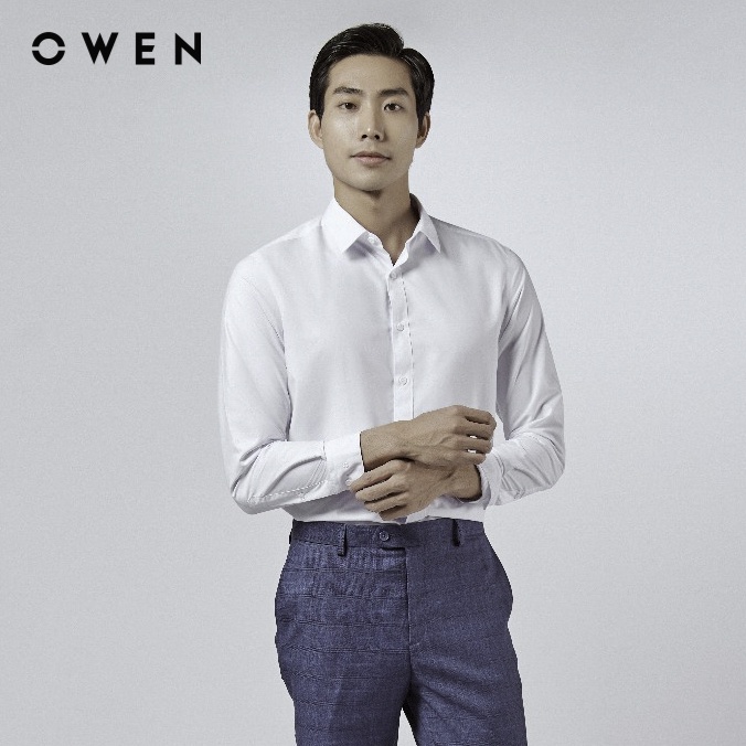 OWEN - Áo sơ mi dài tay Slim Fit màu trắng Recycle - AS221562D