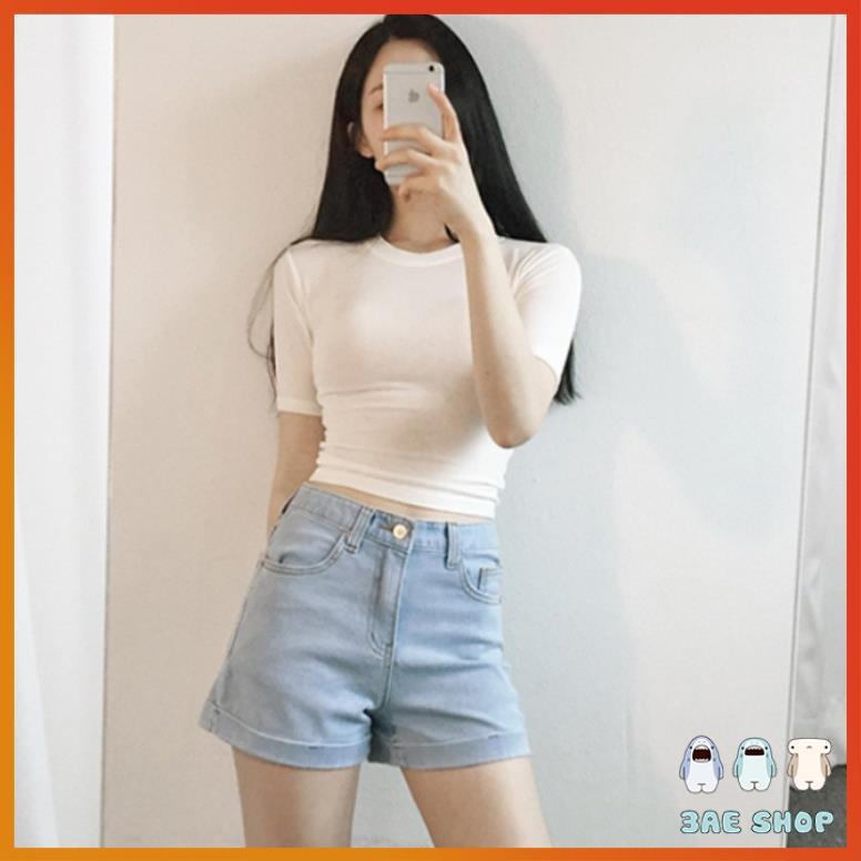 Áo croptop nữ tay ngắn dáng ôm body chất liệu vải cotton bozip