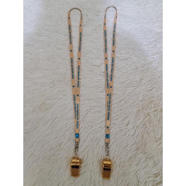 Dây đeo còi, đeo thẻ vải satin in chữ 2 mặt