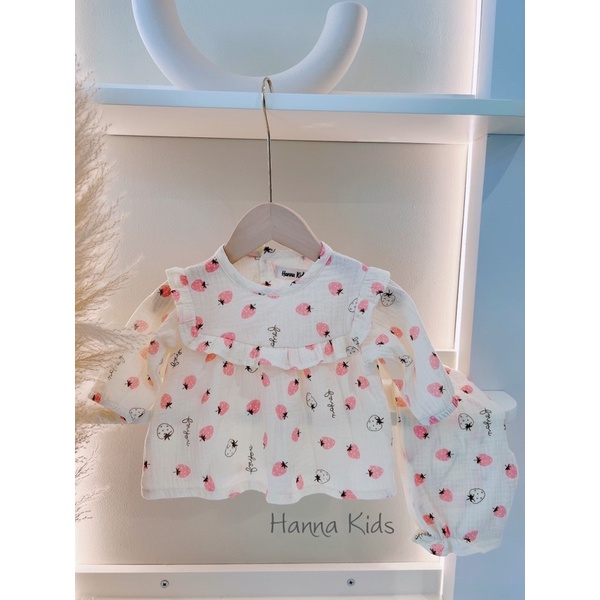 Ảnh thật -Bộ dài tay cánh tiên cho bé gái vải xô muslin cao cấp, bộ thu đông họa tiết xinh xắn cho bé gái
