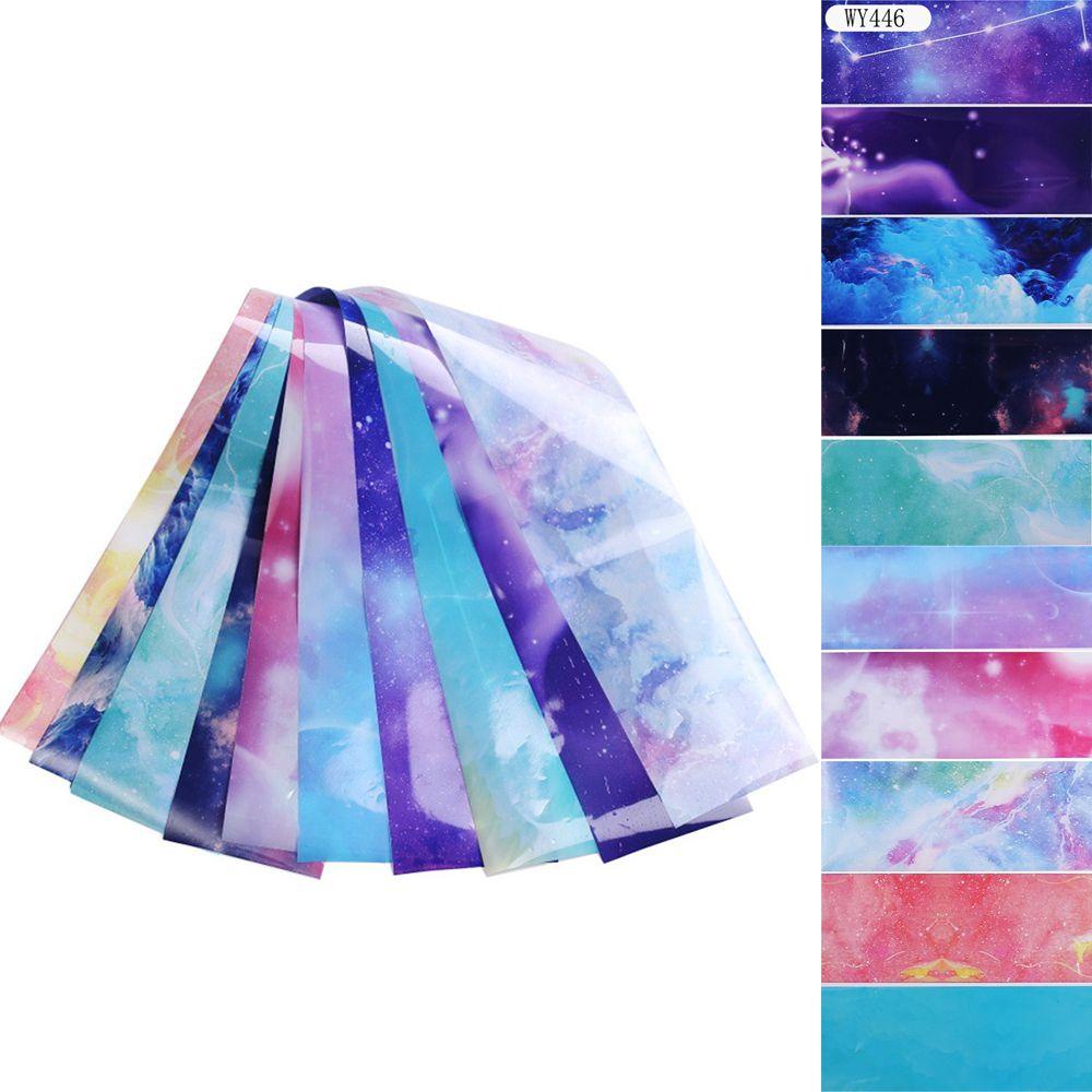 DIACHAVN Set 10 Tấm Giấy Foil Họa Tiết Cẩm Thạch Dán Móng Nghệ Thuật