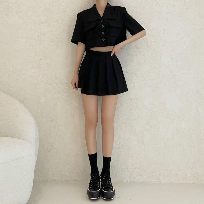 Sét vec đen vạt váy KA12