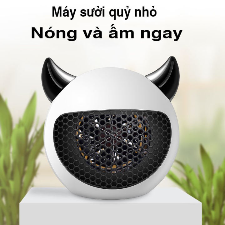 Quạt Sưởi Mini Để Bàn Hình Quỷ Nhỏ 500W  Chống Cháy Bỏng