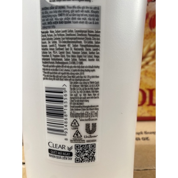 Dầu gội sạch gàu thảo dược Táo Clear chai 630g việt nam
