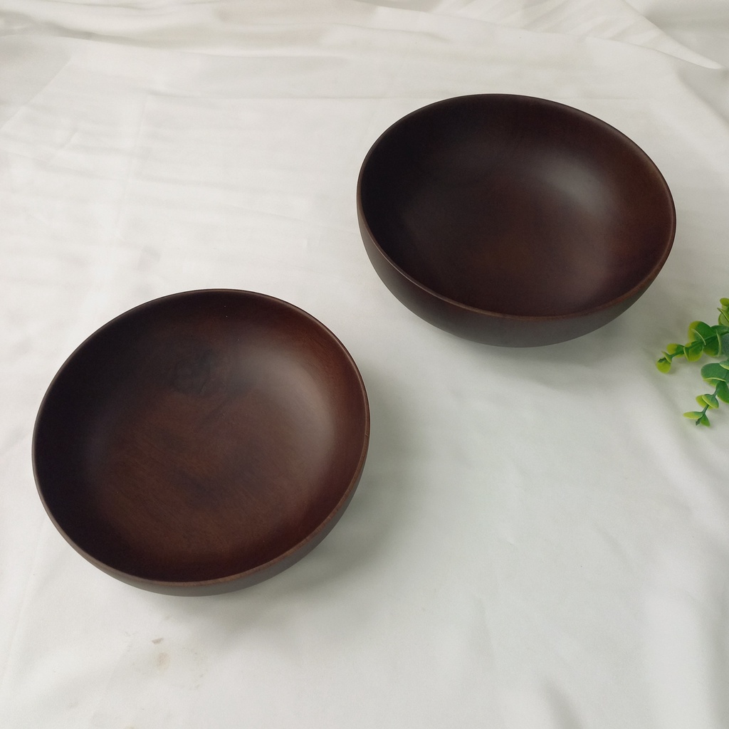 Bát Salad Gỗ Keo Nâu Đen 18x5/20x7cm, Bát Gỗ Màu Sô Cô La Đựng Đồ Ăn Đẹp Mắt, Decor Trang Trí Chụp Ảnh
