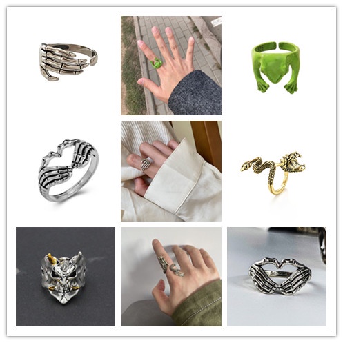 Nhẫn Đeo Ngón Tay Kim Loại Hình Xương Ếch Trái Tim Thời Trang Nữ