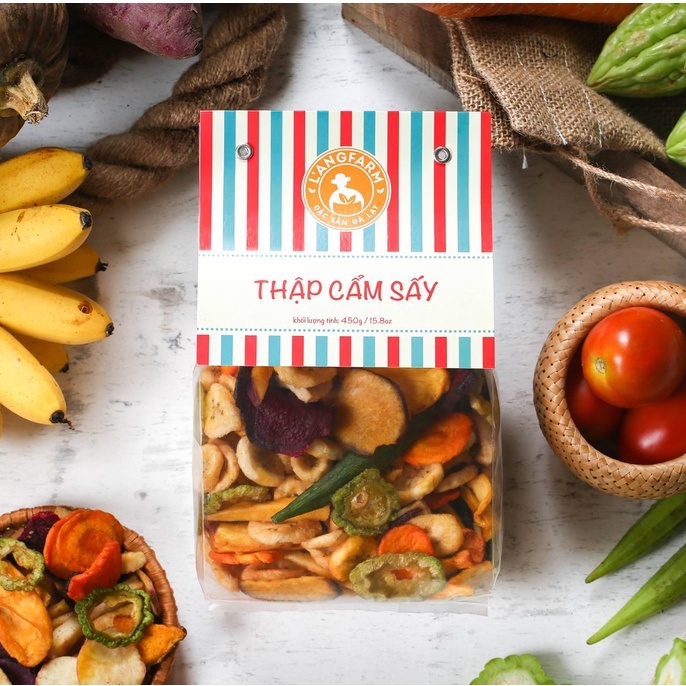Snack Rau Củ Quả Thập Cẩm Sấy Langfarm Bịch 450G