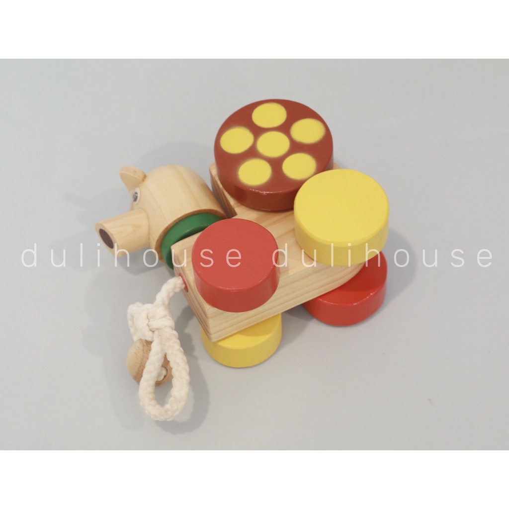 Đồ chơi gỗ chú ốc sên kéo dây, có bánh xe, kích thích trí tưởng tượng của bé
