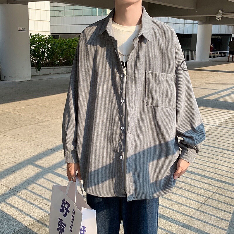 Áo Sơ Mi Mặt Cười NHUNG GÂM TĂM Oversize Form Rộng Unisex Nam Nữ Phong Cách Hàn Quốc Ulzzang KUN