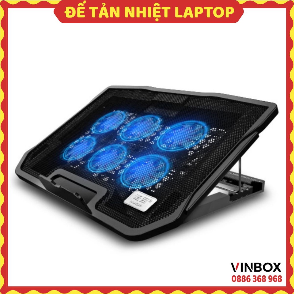 Đế tản nhiệt laptop quạt tản nhiệt macbook cho máy tính 14 inch đến 17 inch có 6 quạt làm mát VINBOX Nuoxi H9