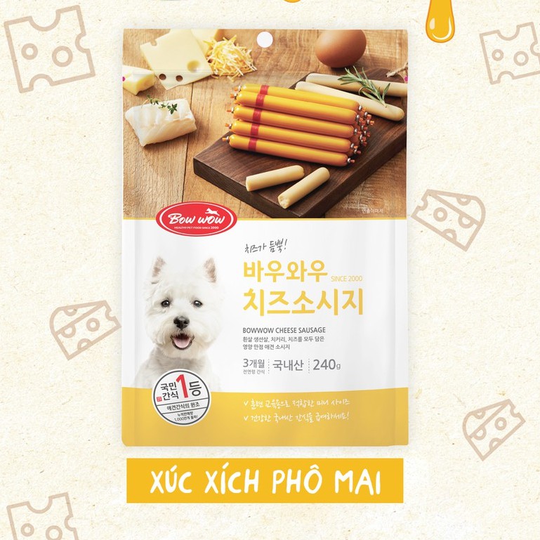 Xúc Xích Phô Mai Bowwow Cho Chó 240g (14 Cây)